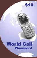 World Call Phonecard $10 - International Calling Cards