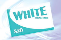 White Phone Card $20 - International Calling Cards